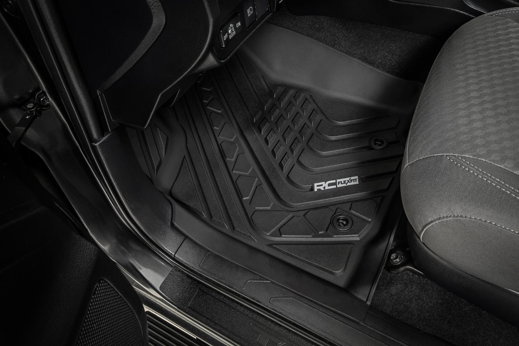Rough Country Flex-Fit Floor Mats Front Toyota Tacoma 2WD/4WD (2016-2023) (2016-2023 Tacoma) - FF-7121