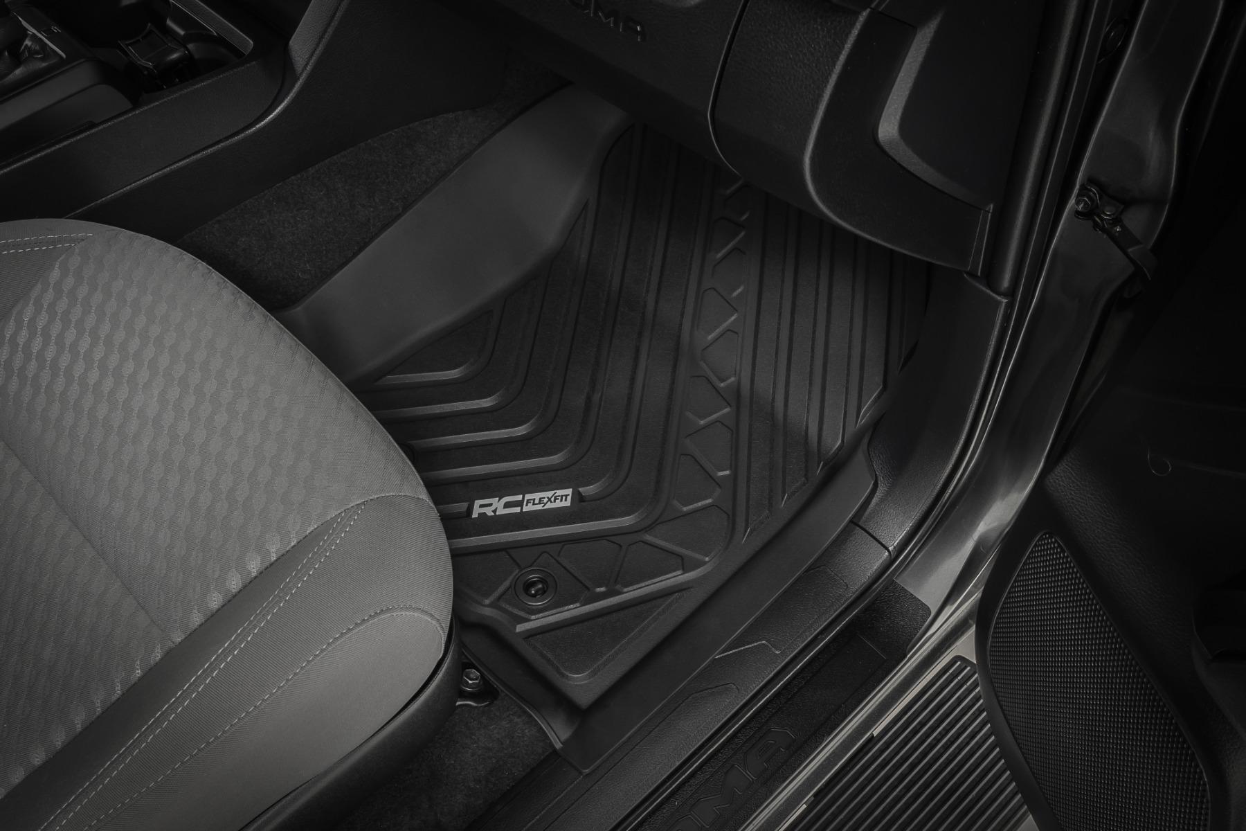 Rough Country Flex-Fit Floor Mats Front Toyota Tacoma 2WD/4WD (2016-2023) (2016-2023 Tacoma) - FF-7121