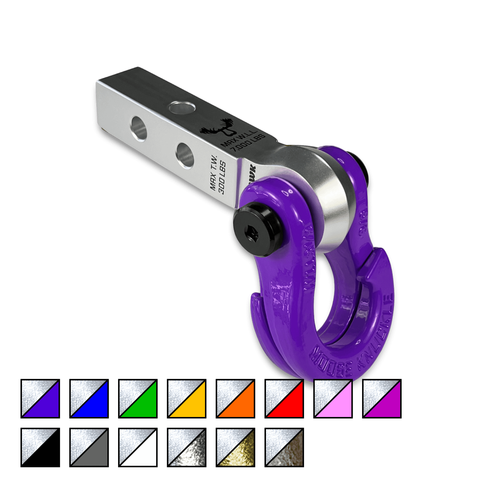 Moose Knuckle Offroad Jowl 5/8 Split Shackle and Mohawk 1.25 Receiver Combo Atomic Silver / Grape Escape - FN000043-001
