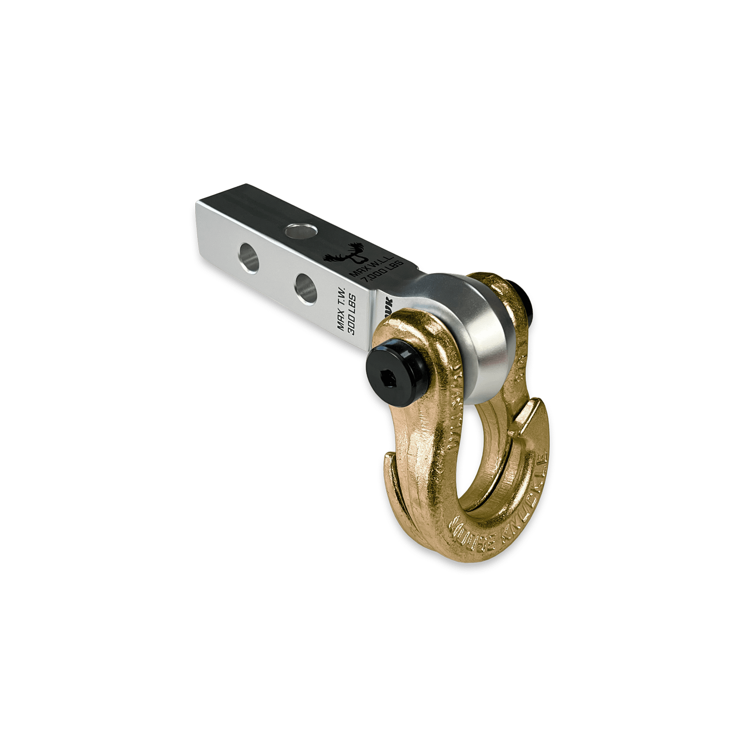 Moose Knuckle Offroad Jowl 5/8 Split Shackle and Mohawk 1.25 Receiver Combo Atomic Silver / Brass Knuckle - FN000043-013