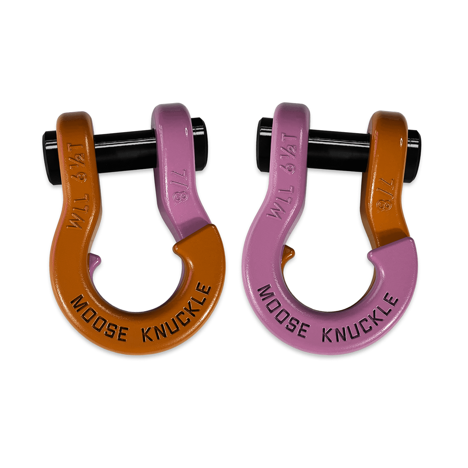 Moose Knuckle Offroad Jowl Recovery Split Shackle 7/8 Obscene Orange and Pretty Pink Combo - FN000047-122