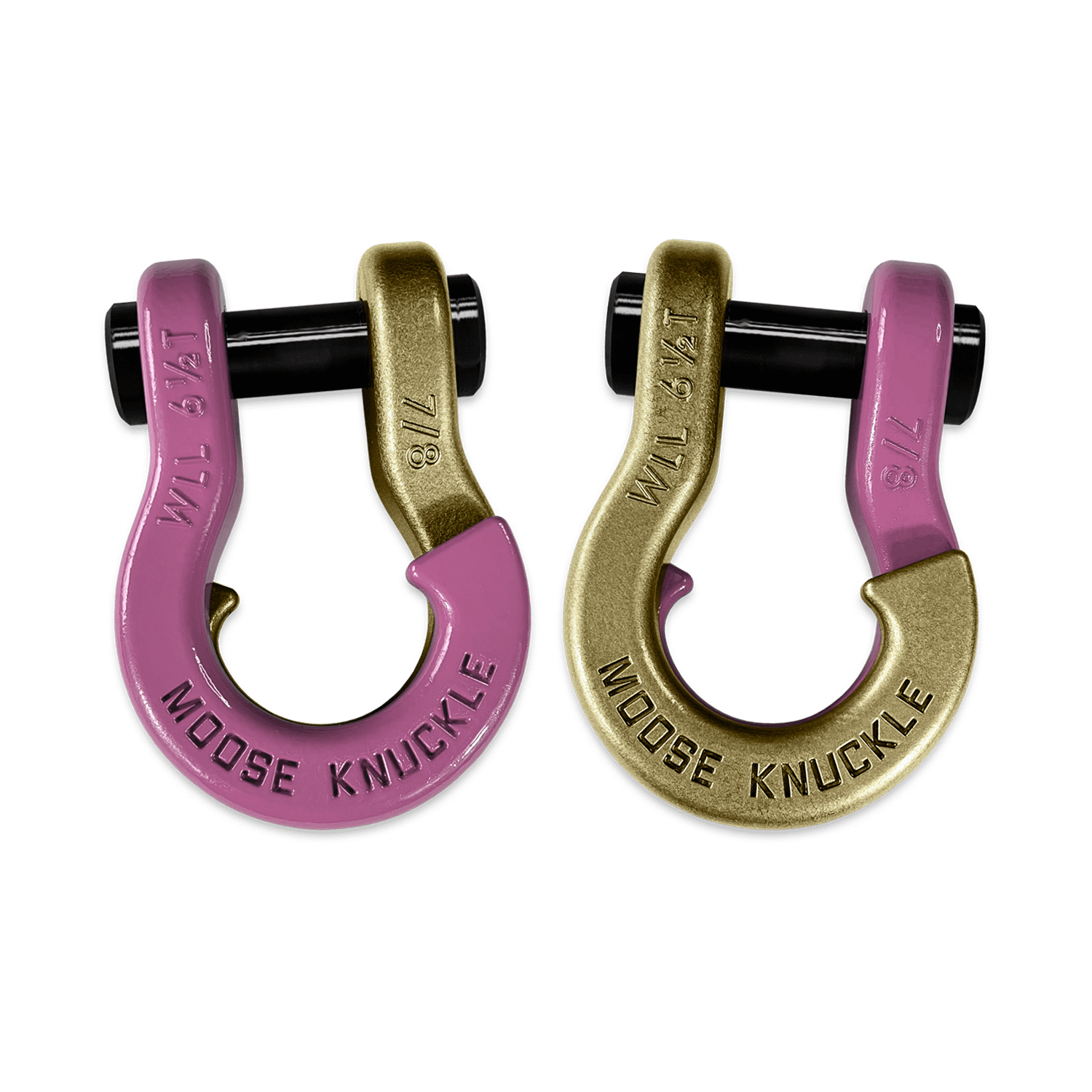 Moose Knuckle Offroad Jowl Recovery Split Shackle 7/8 Pretty Pink and Brass Knuckle Combo - FN000047-153