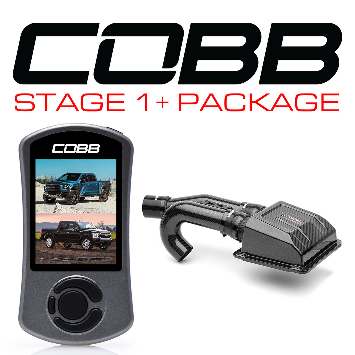 Cobb 17-20 Ford F-150 Raptor Stage 1+ Redline Carbon Fiber Power Package w/TCM