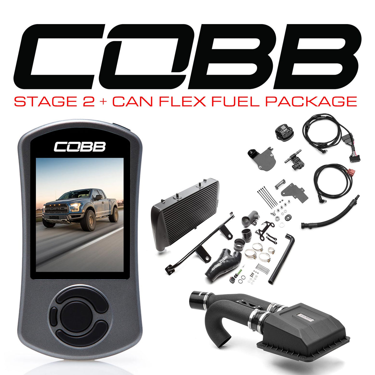 Cobb 17-20 Ford F-150 Ecoboost Raptor Stage 2+ CAN Flex Fuel Power Package - Black