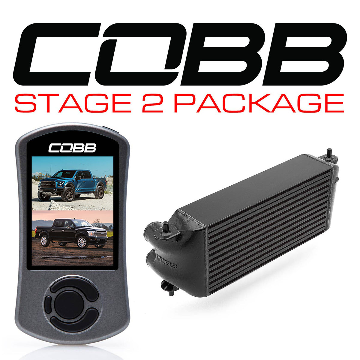 Cobb Ford F-150 Ecoboost Raptor/Ltd. Stage 2 Power Package - Black (Factory Loc. I/C + NO INTAKE)