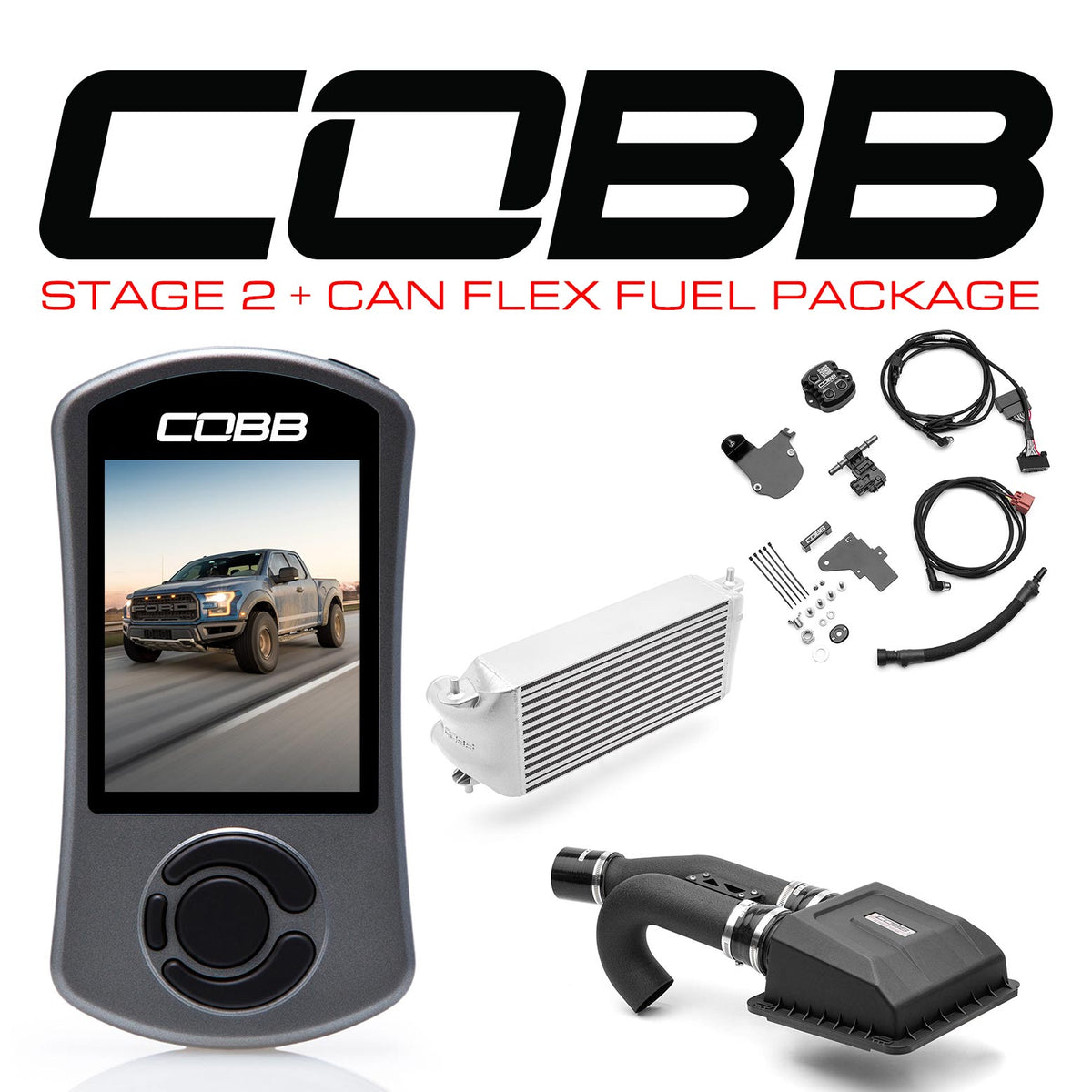 Cobb 17-20 Ford F-150 Ecoboost Raptor w/TCM Stg2+ CAN FF Power Pkg (OE Loc I/C) - Silver