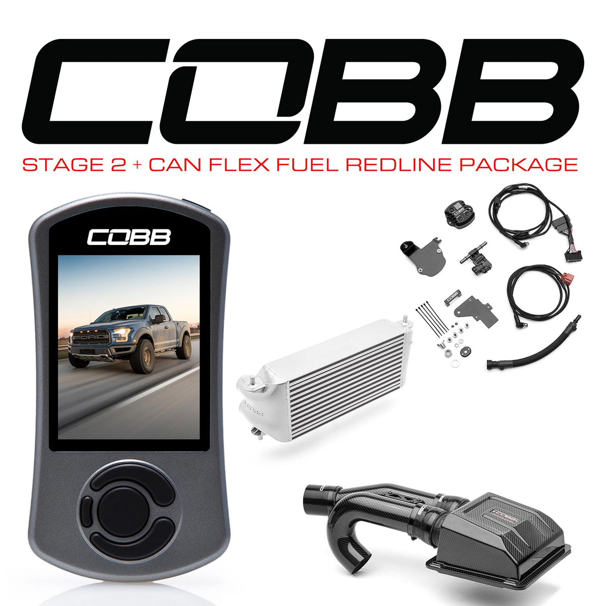 Cobb 17-20 Ford F-150 Ecoboost Raptor Stg2+ w/TCM CAN Flex Fuel Redline CF Pwr Pkg (OE Loc I/C) - SL