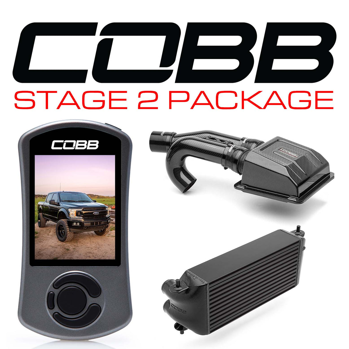 Cobb 2020 Ford F-150 Ecoboost 3.5L Stage 2 Redline CF Pwr Pkg - Black (Factory Loc. I/C)