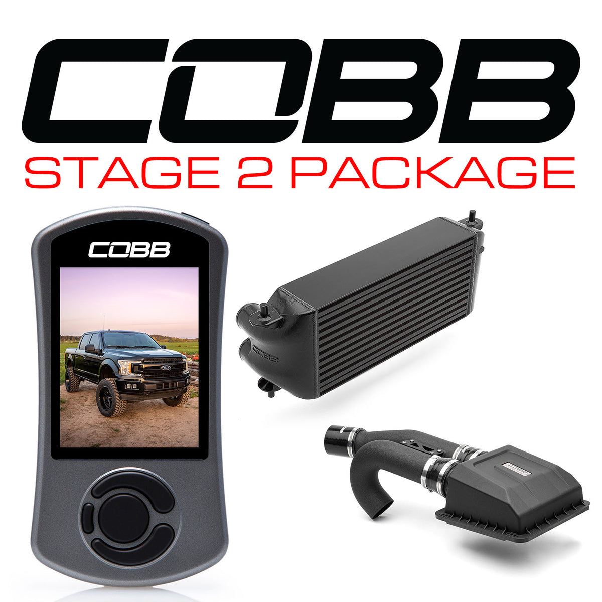 Cobb 2020 Ford F-150 Ecoboost 3.5L Stage 2 Power Package - Black (Factory Location I/C)