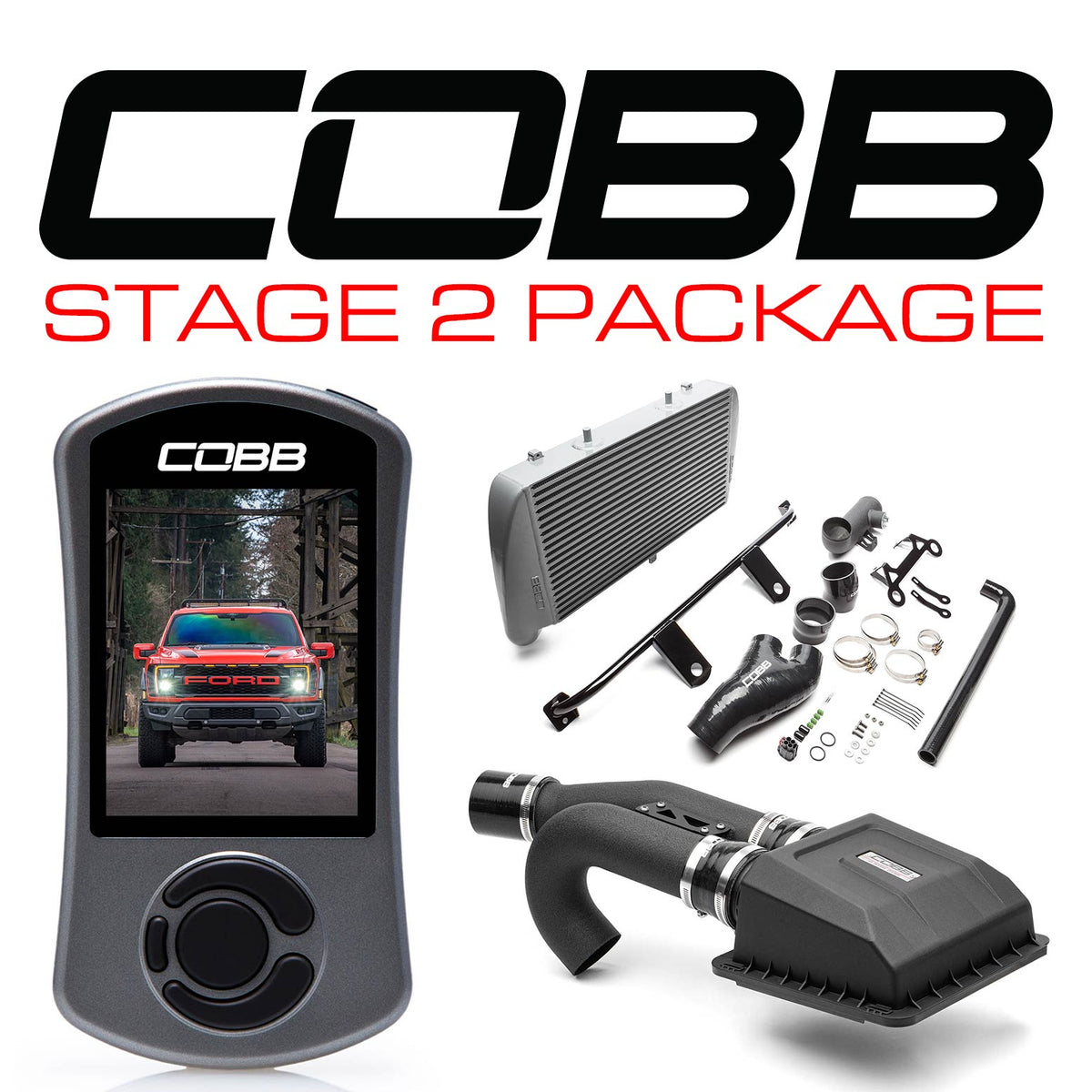 Cobb 21-22 Ford F-150 Raptor Stage 2 Power Package w/FMIC (w/ HCT Intake) - Silver