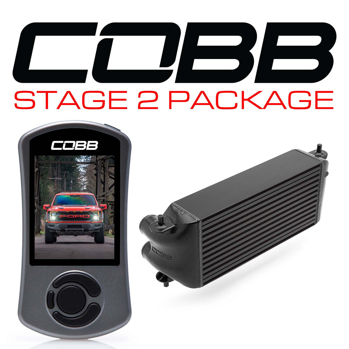 Cobb 21-22 Ford F-150 Raptor Stage 2 Power Pkg - Blk (Factory Location I/C)