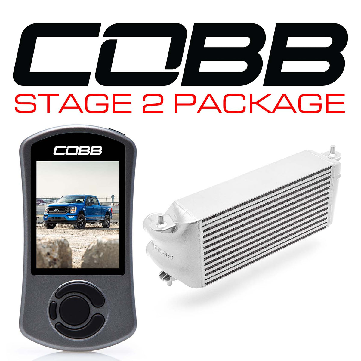 Cobb 21-22 Ford F-150 3.5L/Tremor (Factory Location Intercooler) Stage 2 Power Package - Silver