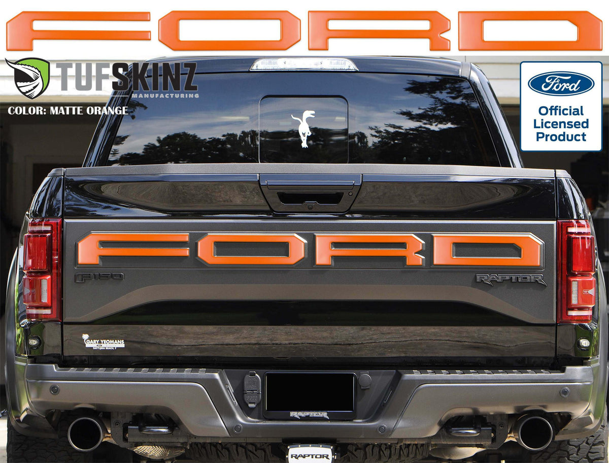 TUFSKINZ FORD Raptor Tailgate Overlays (2019-2020 F-150) - FRD025-ORG-M