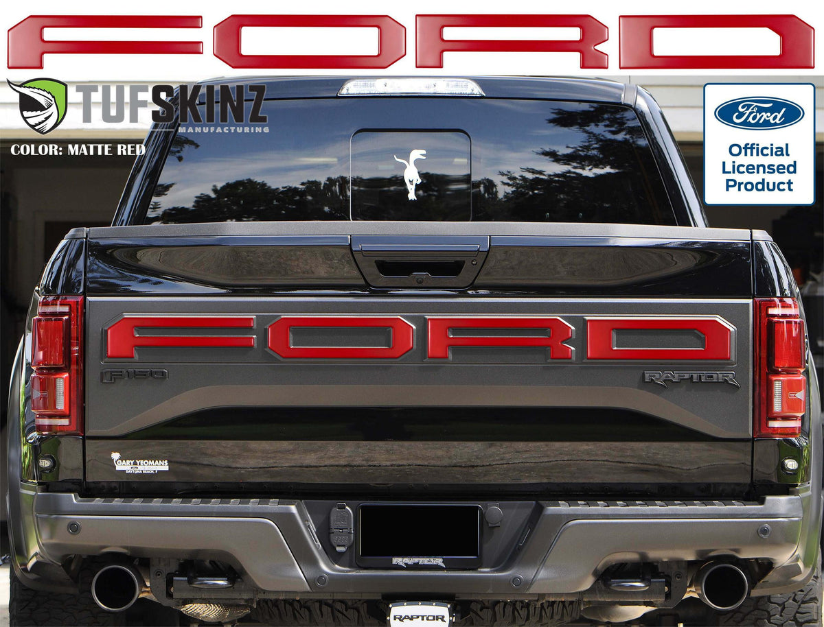 TUFSKINZ FORD Raptor Tailgate Overlays (2019-2020 F-150) - FRD025-RED-M
