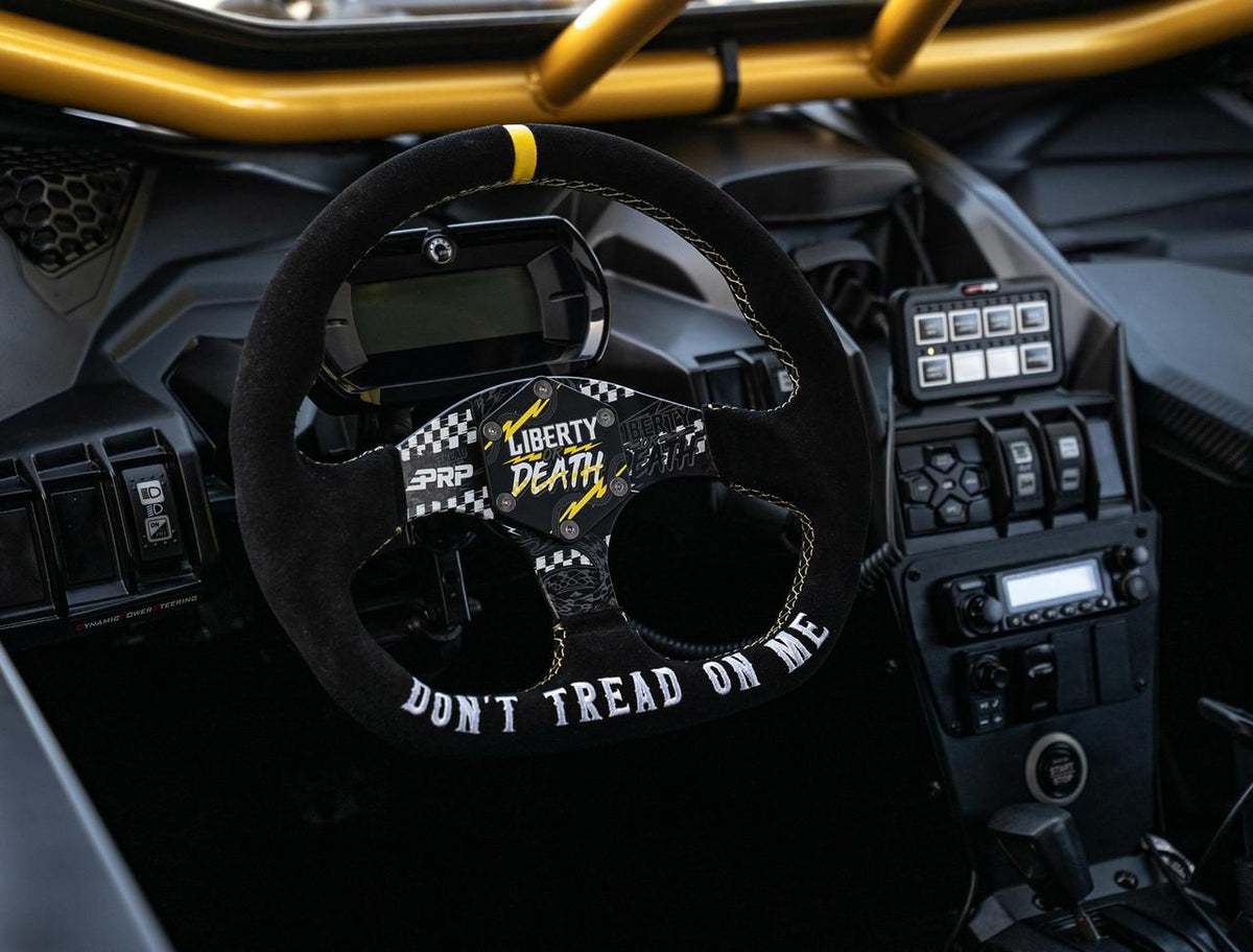 PRP Seats Don't Tread on Me Comp-R Suede Steering Wheel 13 Inch Diameter D-Shaped - G248-TR
