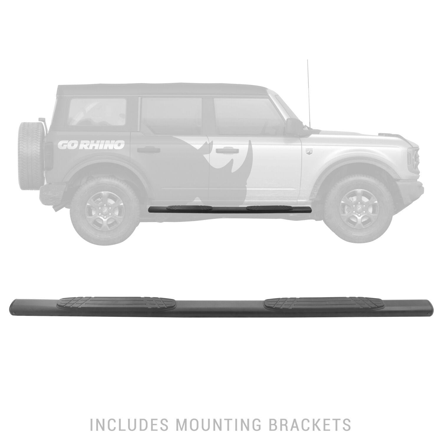 Go Rhino 4" 1000 Series - Complete kit: Sidestep + Brackets (Bronco) - 104412973T