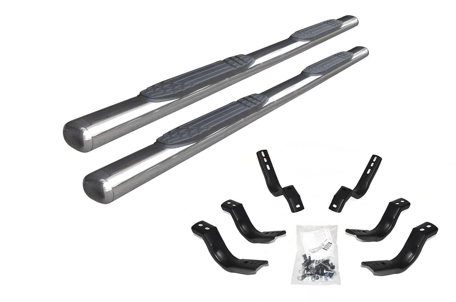 Go Rhino 4" 1000 Series Side Steps with Mounting Brackets Kit - Textured Black Finish (2004-2014 F-150) - 104412687PS