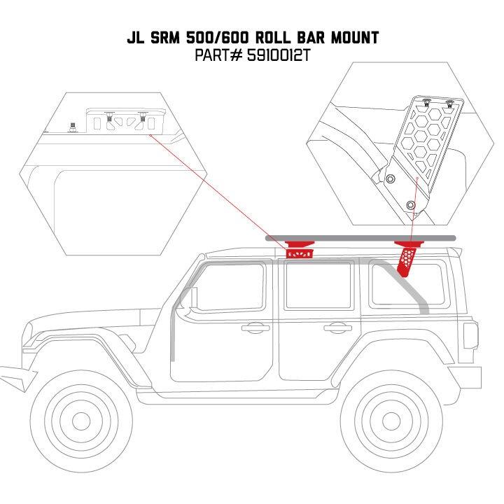 Go Rhino Roll Bar Mount Kit (Wrangler JLU) - 5910012T