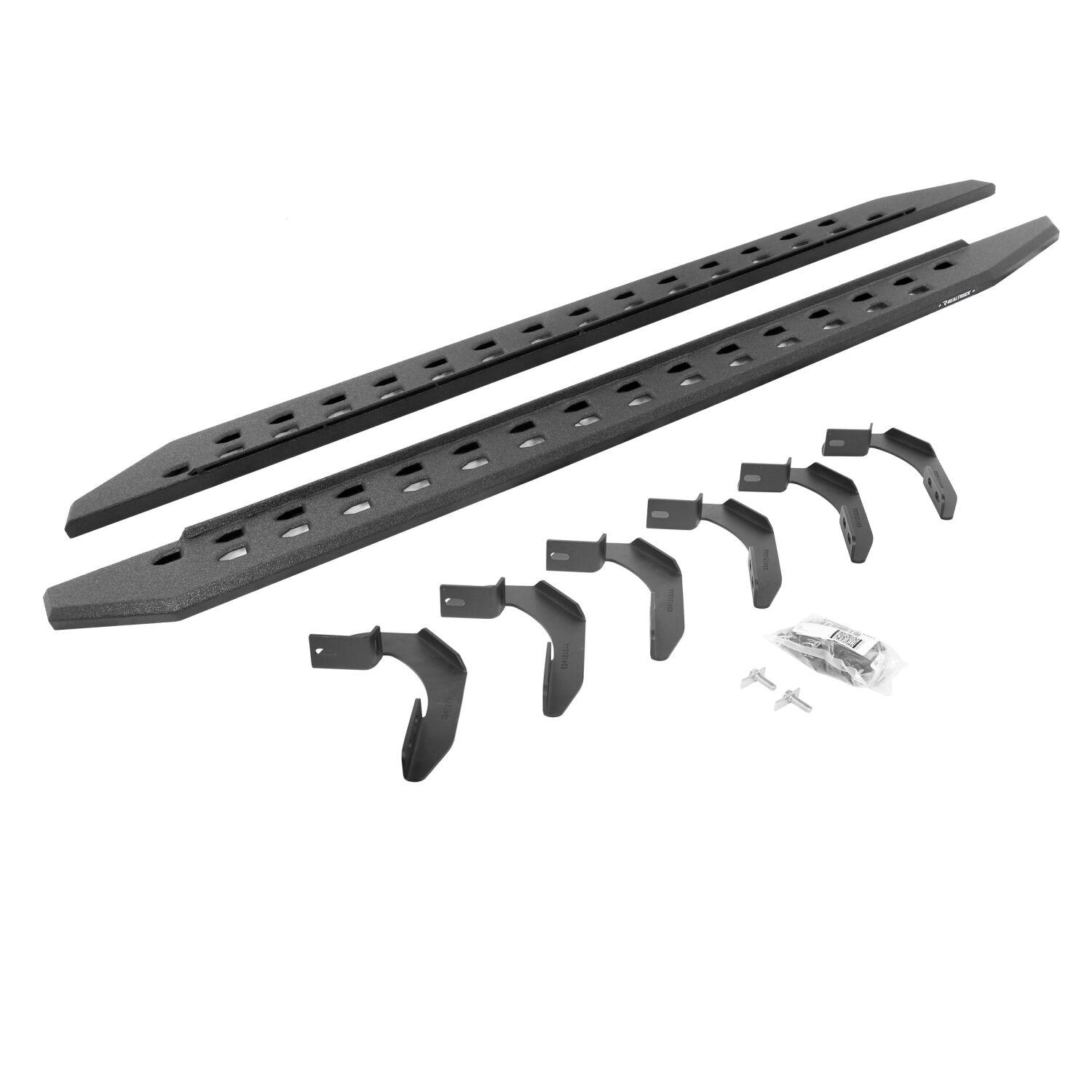 Go Rhino RB20 Slim Line Running Boards with Mounting Brackets Kit - Bedliner Coating (2004-2014 F-150) - 69415087ST