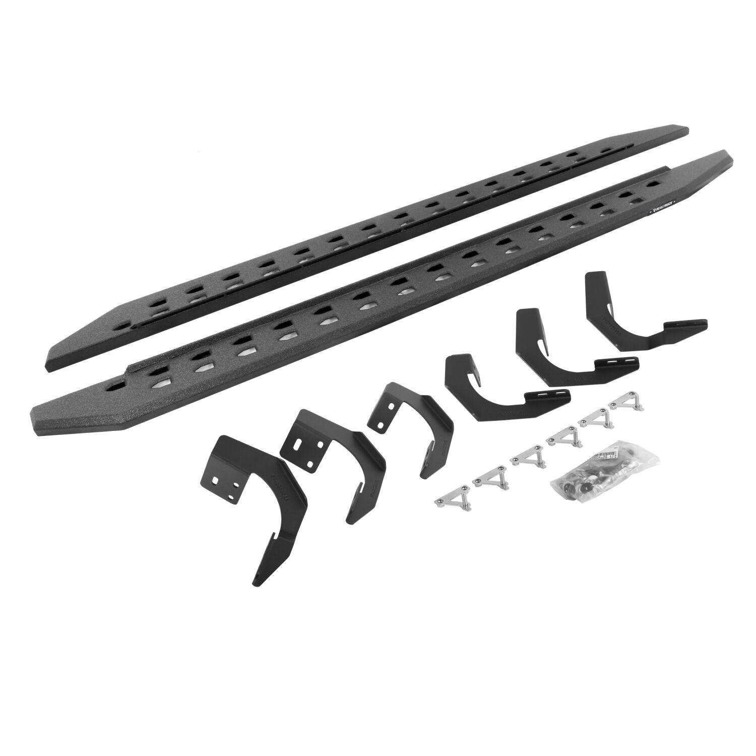 Go Rhino RB20 Slim Line Running Boards with Mounting Brackets Kit - Bedliner Coating (2019-2022 1500) - 69430687ST