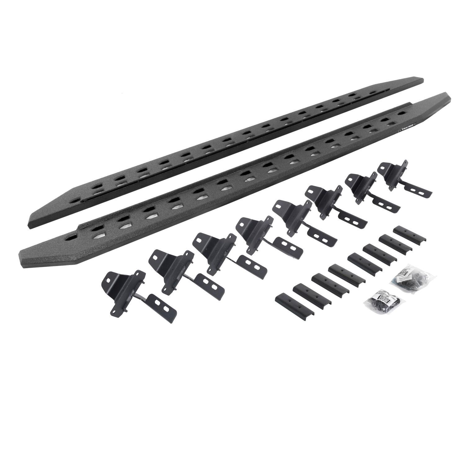 Go Rhino RB20 Slim Line Running Boards with Mounting Brackets Kit - Bedliner Coating (2020-2022 Gladiator) - 69451687ST