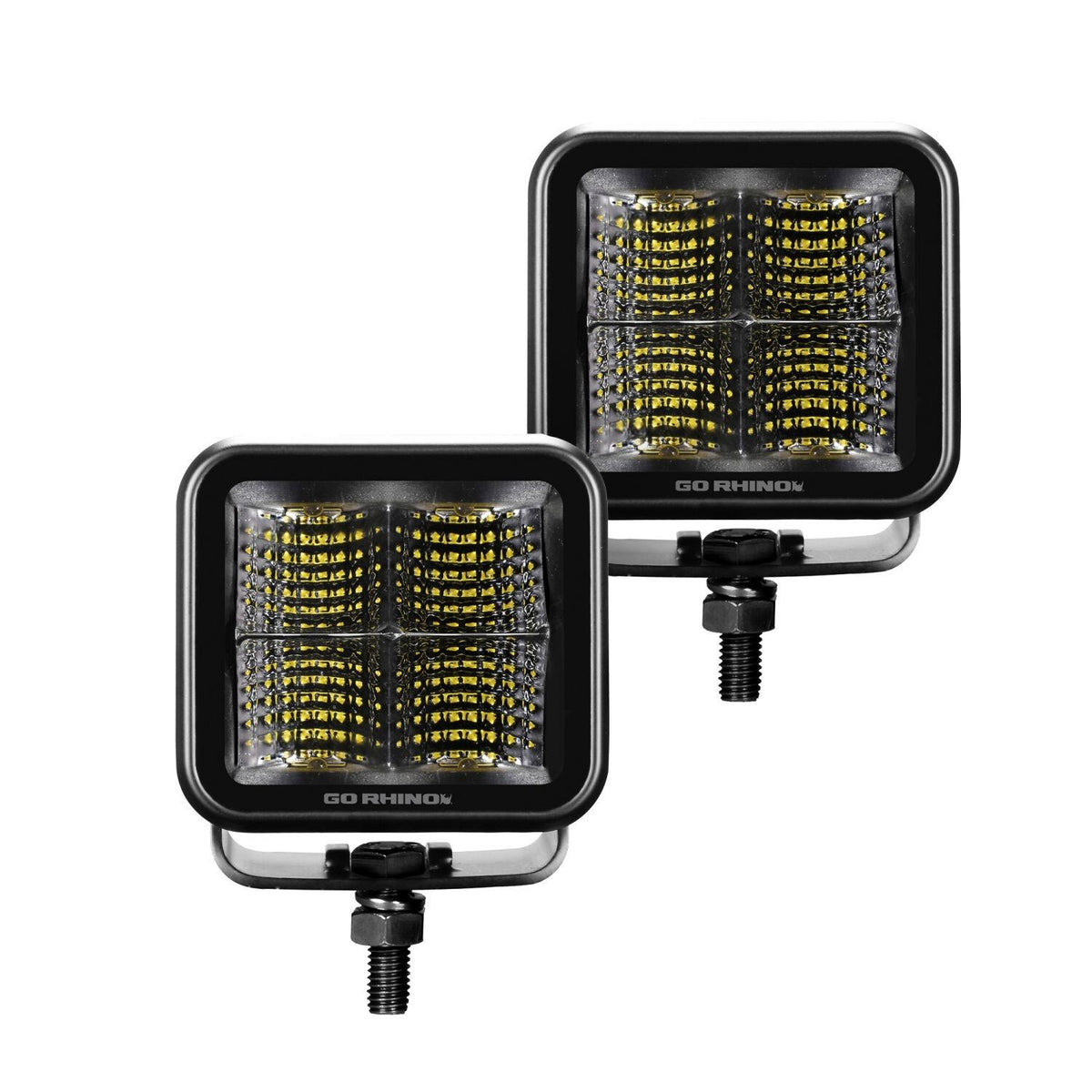 Go Rhino Blackout Series - Cubeit 2X2 Led Cube Flood Lights, Pair - 750200321FCS