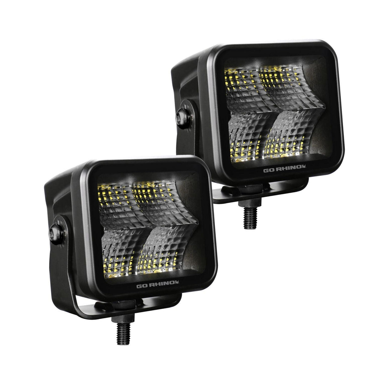 Go Rhino Blackout Series - Cubeit 2X2 Led Cube Flood Lights, Pair - 750200321FCS