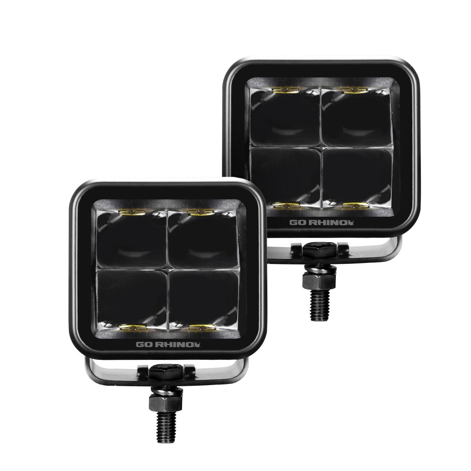 Go Rhino Blackout Series - Cubeit 2X2 Led Cube Spot Lights, Pair - 750200321SCS