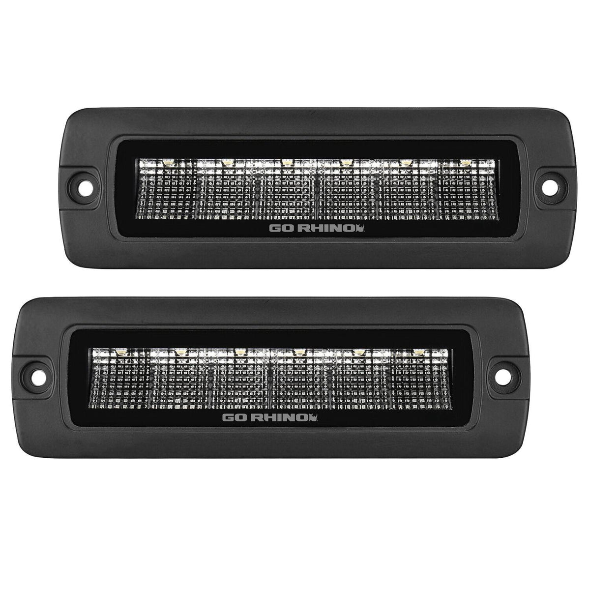 Go Rhino Blackout Series - Sixline 6-Led Flood Lights With Flush Mount, Pair - 750300621FBF