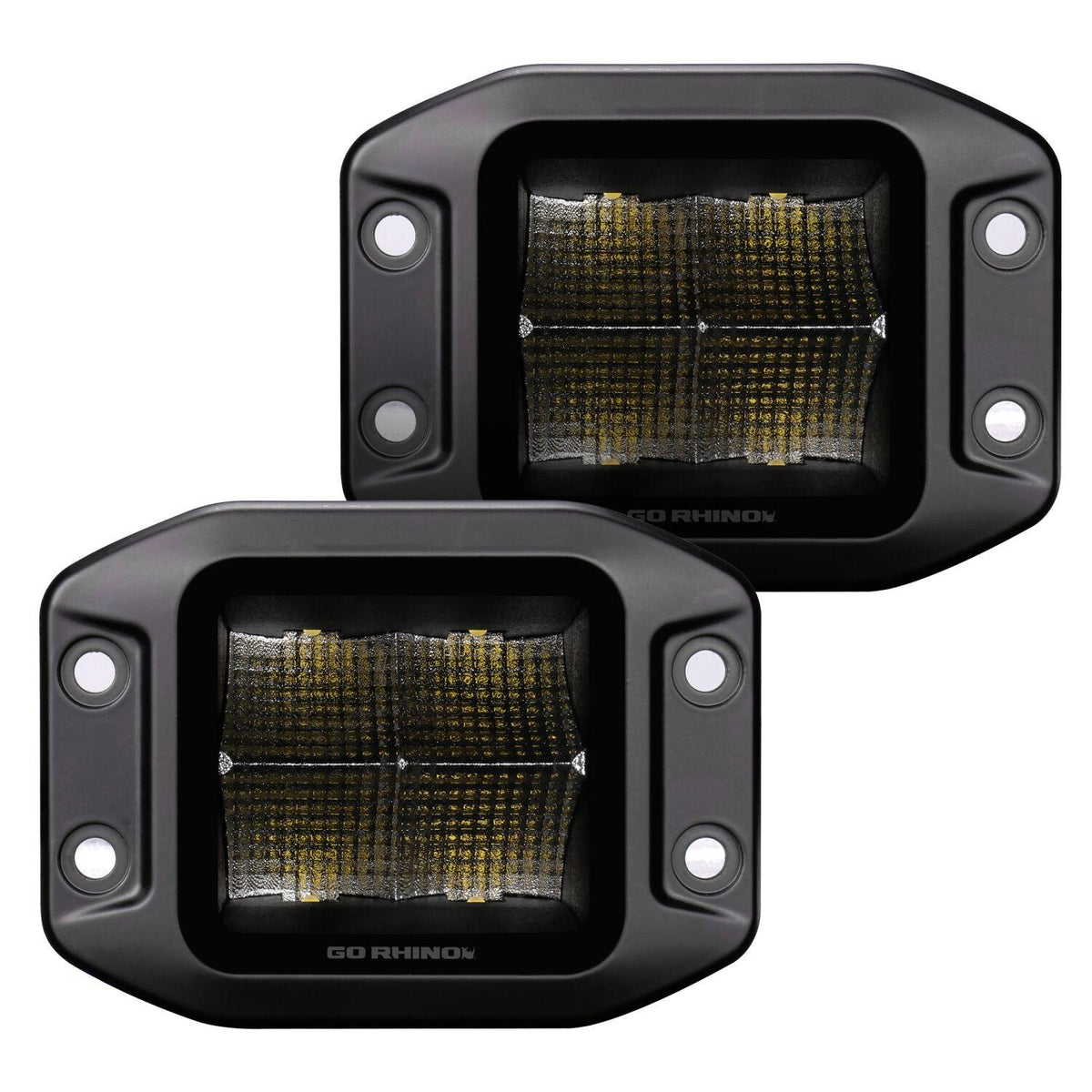 Go Rhino Blackout Series - Cubeit 3X3 Led Cube Spot Lights With Flush Mount Pair - 750400321SCF