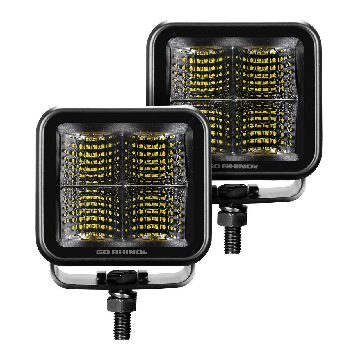 Go Rhino Blackout Series - Cubeit 3X3 Led Cube Flood Lights, Pair - 750400321FCS