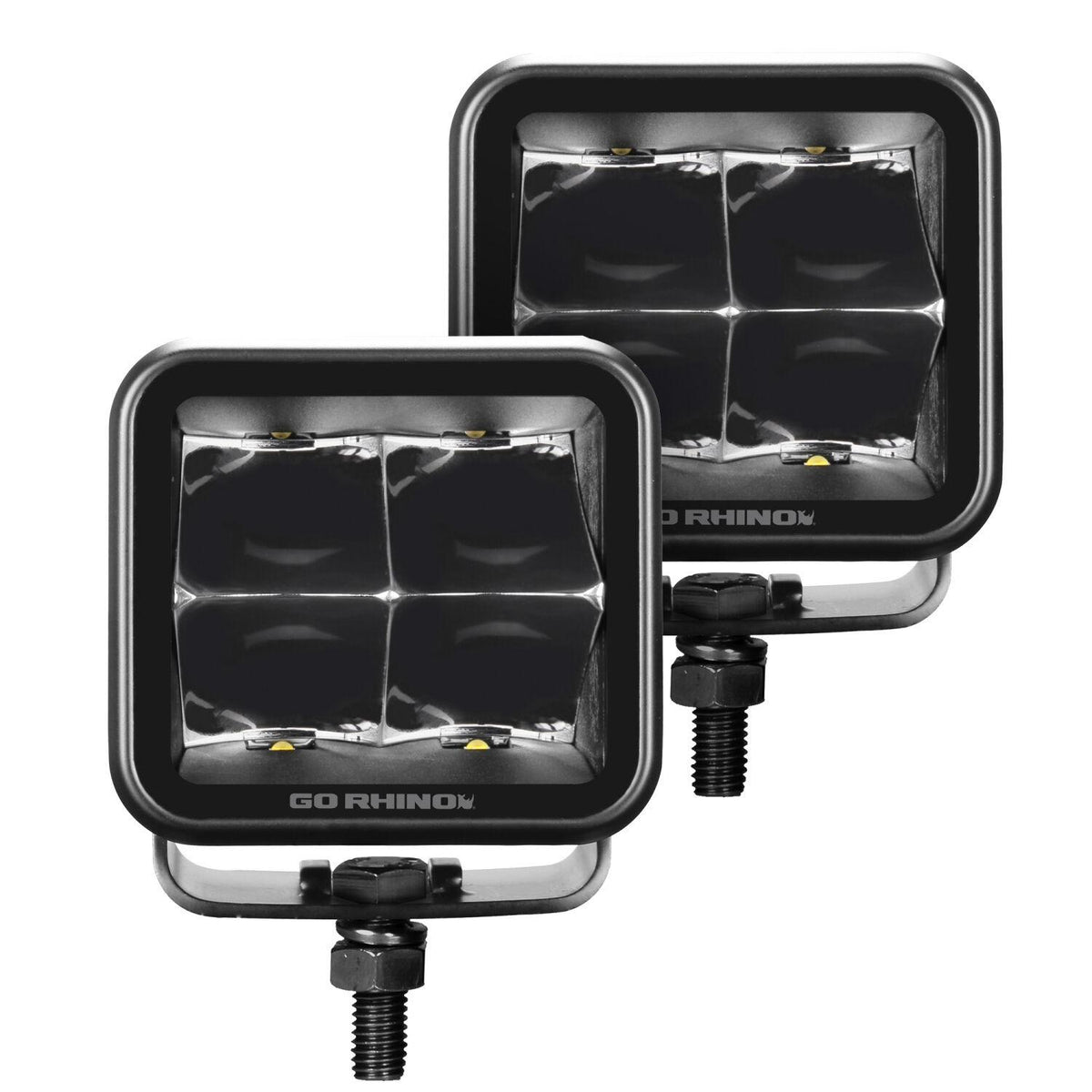 Go Rhino Blackout Series - Cubeit 3X3 Led Cube Spot Lights, Pair - 750400321SCS