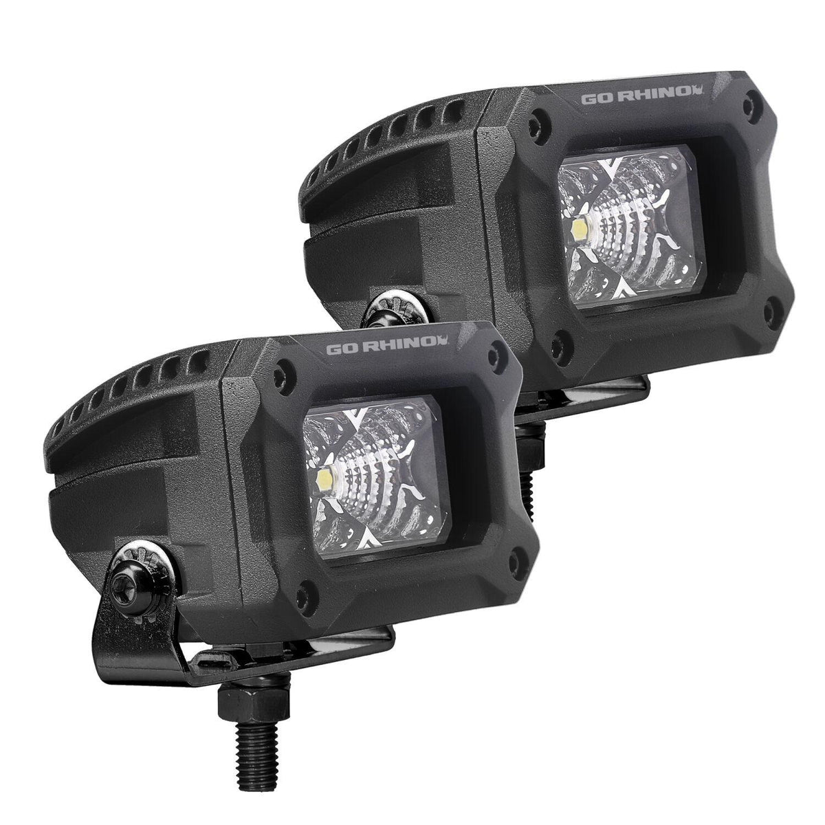 Go Rhino Bright Series - 3X2 Rectangular Led Flood Lights, Pair - 751003023FBS