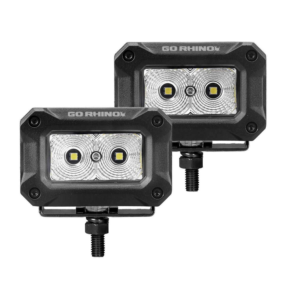 Go Rhino Bright Series - 3X2 Rectangular Led Flood Lights, Pair - 751003023FBS