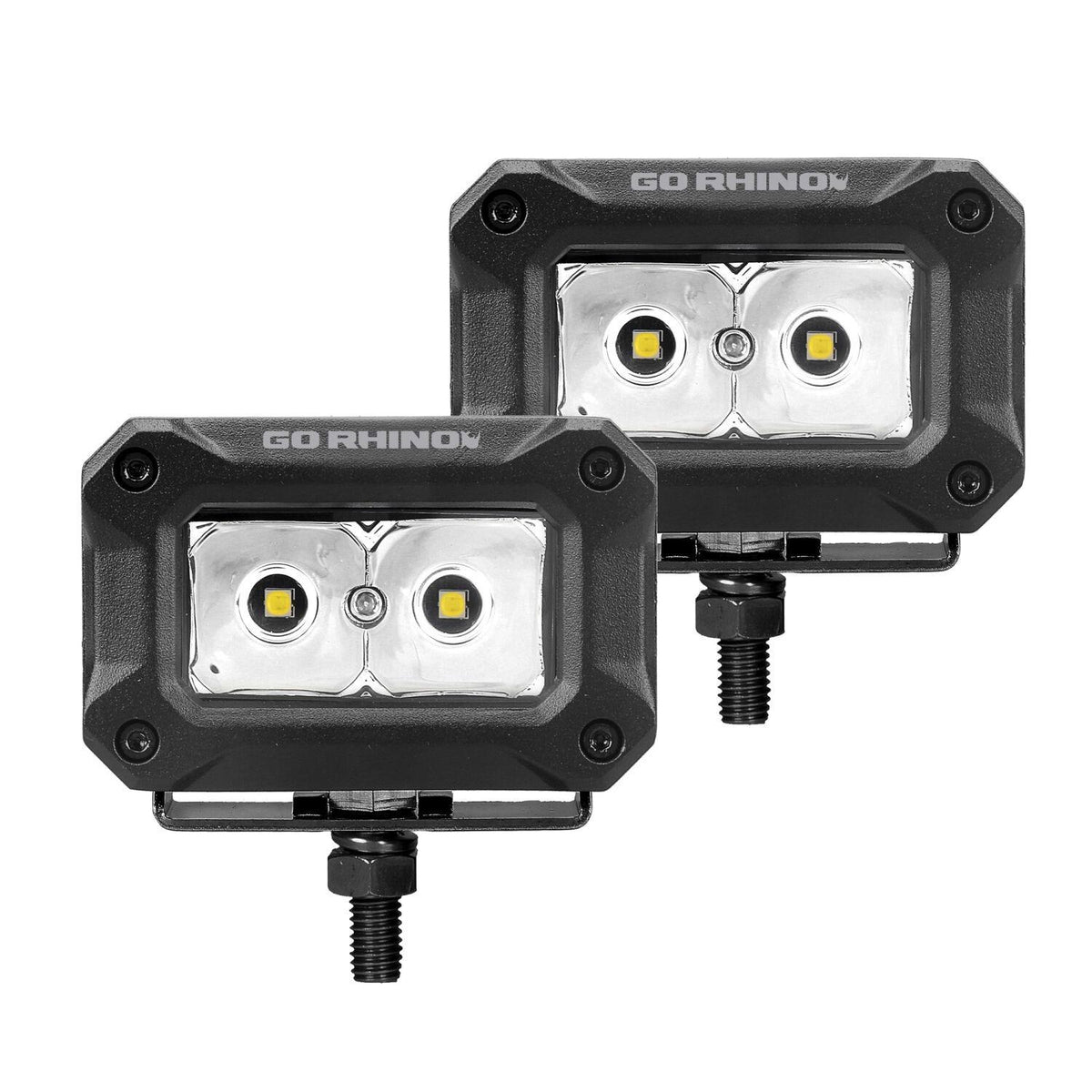 Go Rhino Bright Series - 3X2 Rectangular Led Spot Lights, Pair - 751003023SBS