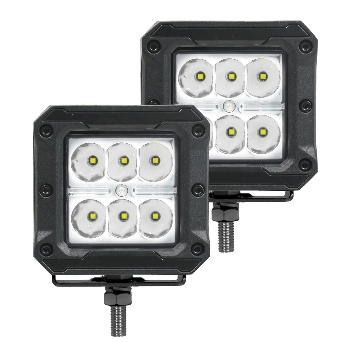 Go Rhino Bright Series - 3X3 Cube Led Spot Lights, Pair - 751803023SCS