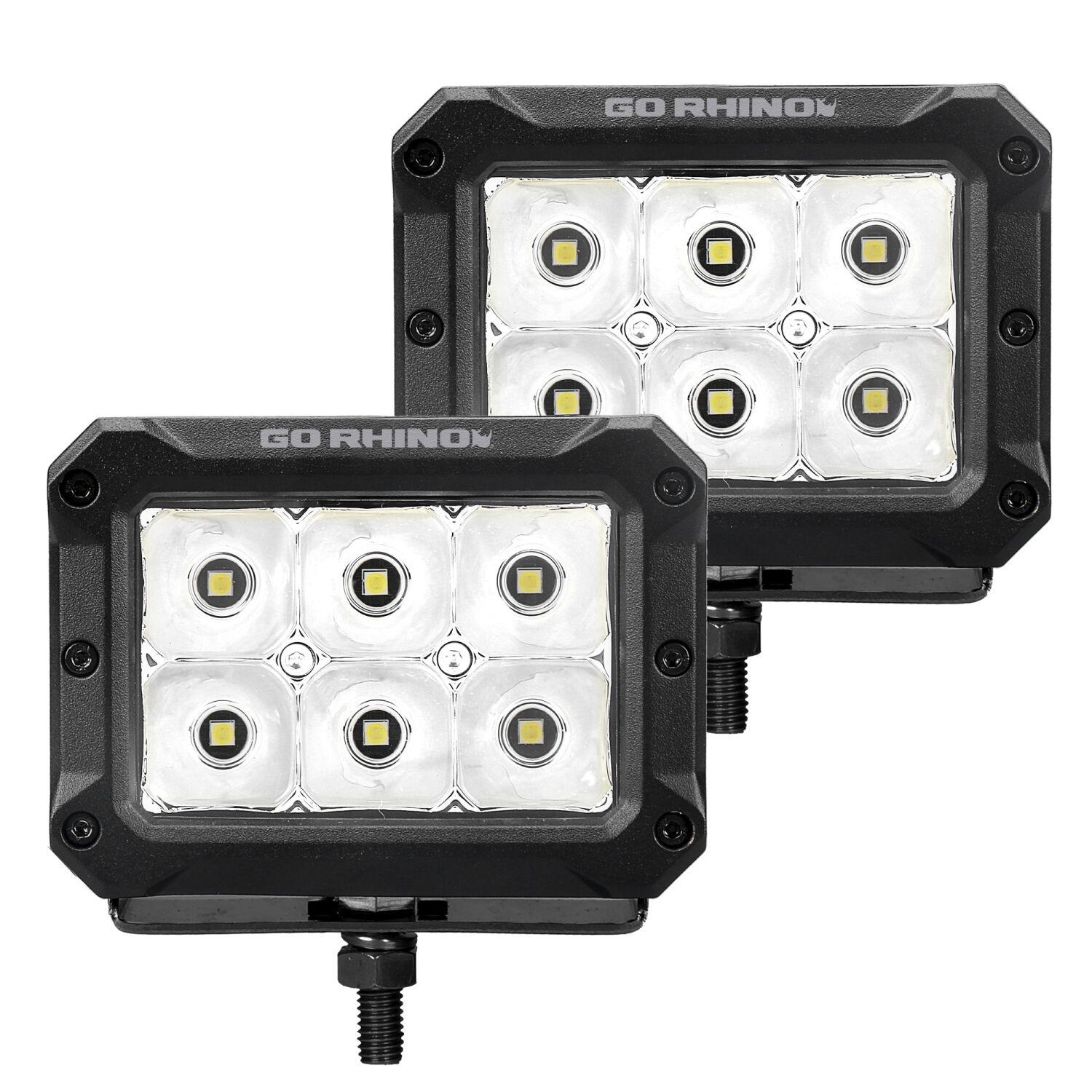 Go Rhino Bright Series - 4X3 Rectangular Led Spot Lights, Pair - 753003023SBS