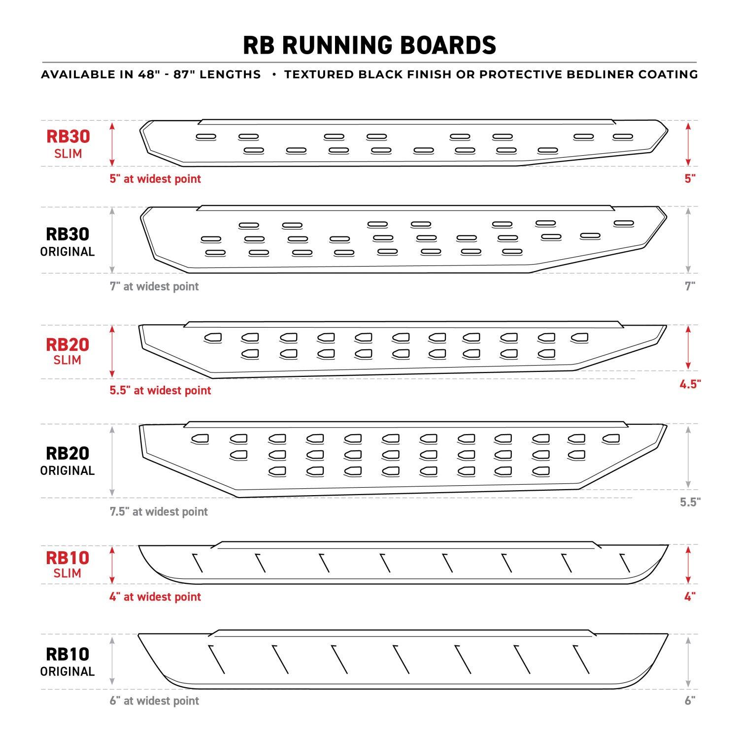Go Rhino RB20 Slim Line Running Boards with Mounting Brackets Kit - Bedliner Coating (2005-2022 Tacoma) - 69442987ST