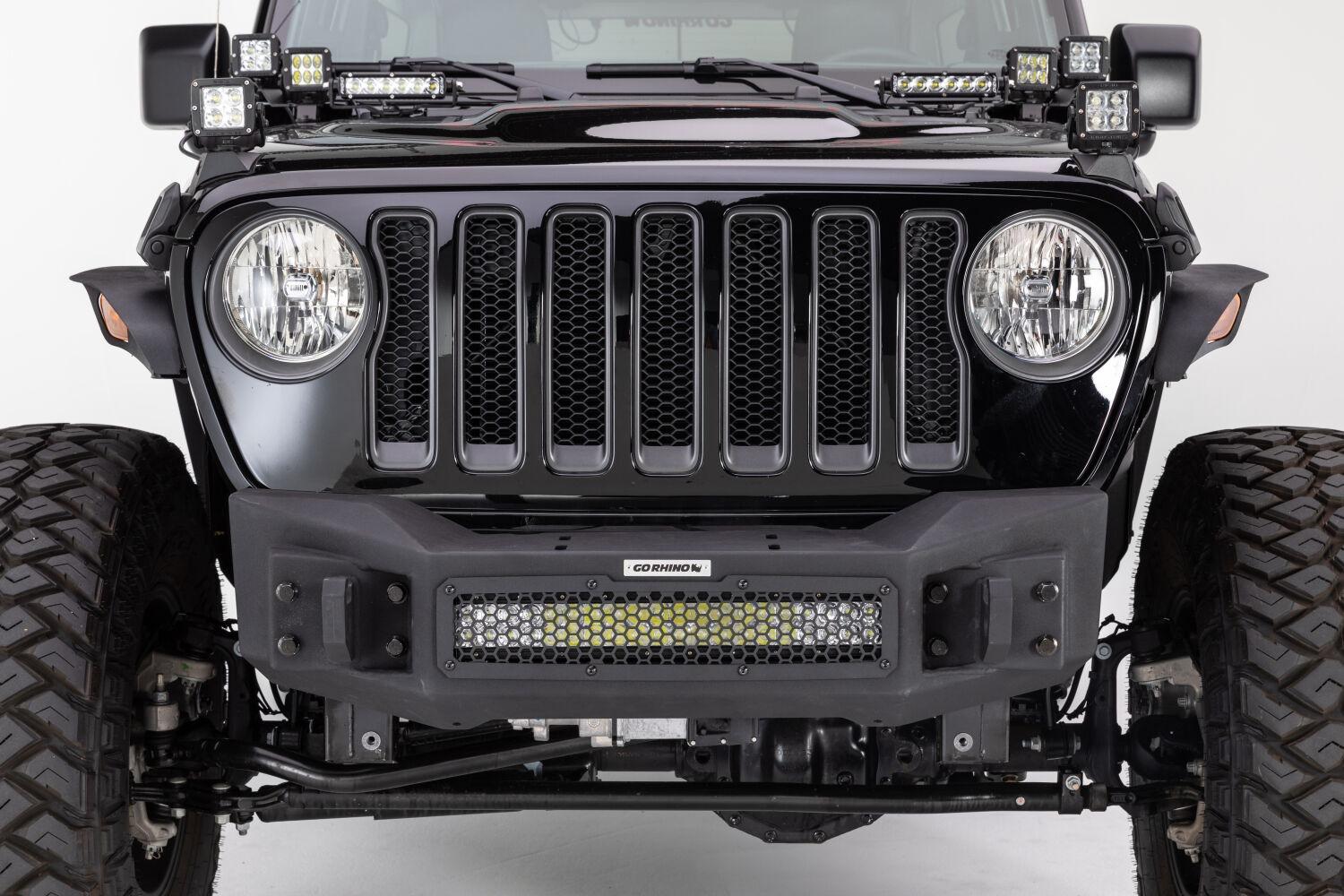 Go Rhino Rockline Front Stubby Bumper (Wrangler JL, JLU, JK, JKU, Gladiator JT) - 331100T