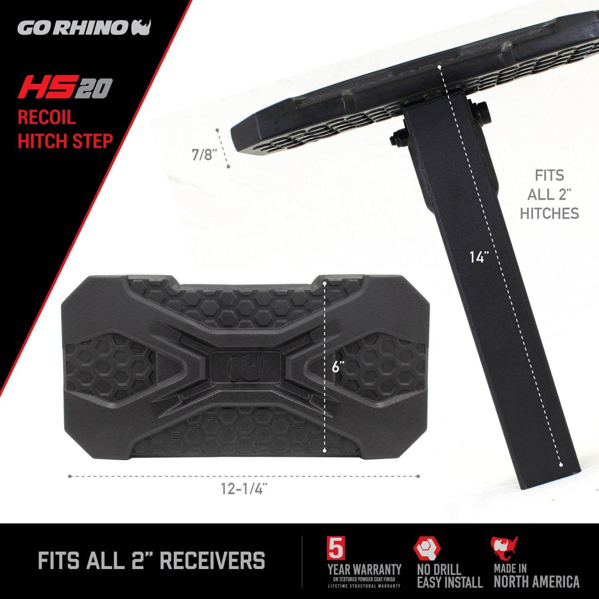 Go Rhino Hitch Steps (HS-20 Hitch Bumper Step) - HS2012T