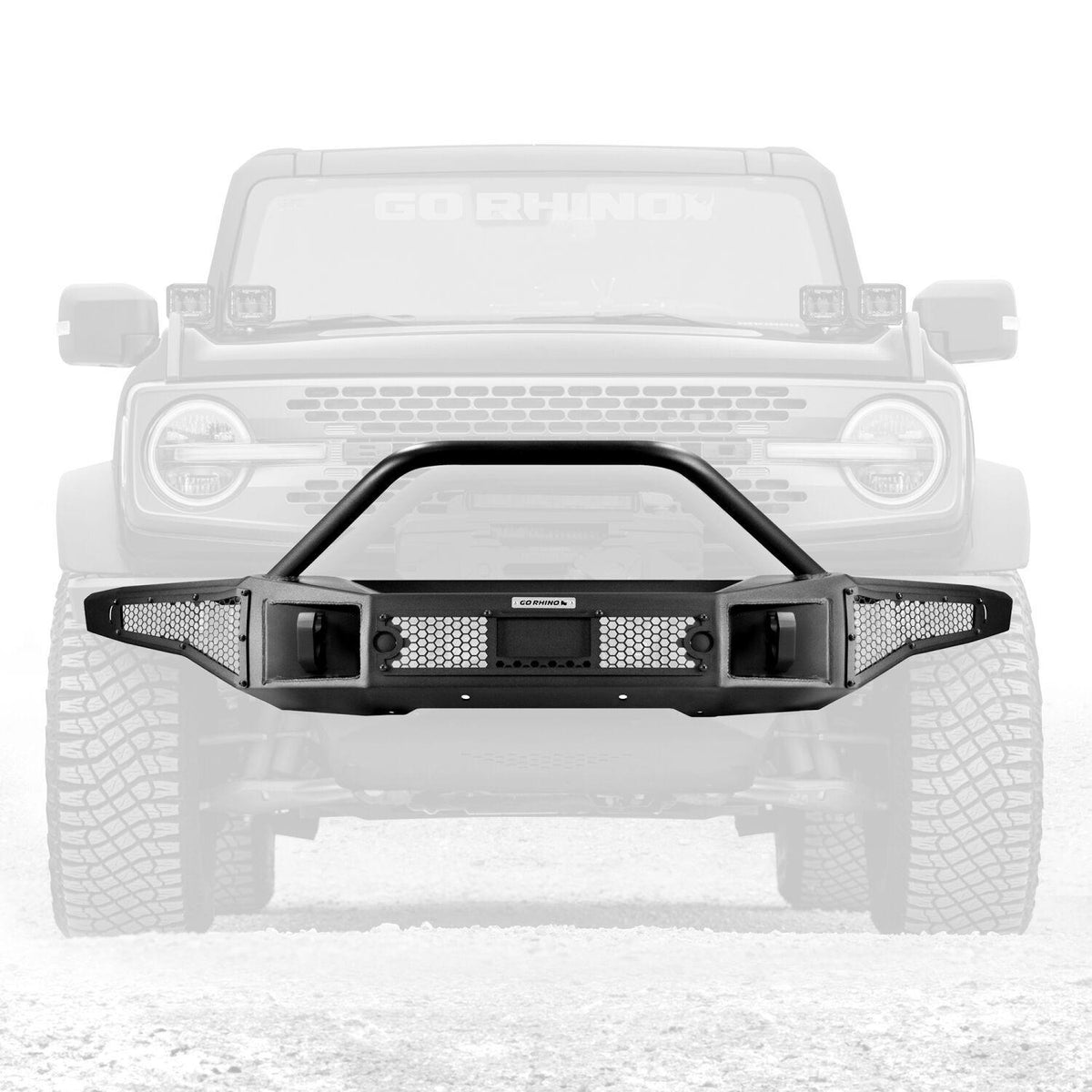 Go Rhino Rockline Winch-Ready Front Full Width Bumper With Overrider For Ford Bronco (2021-2025 Ford Bronco) - 331401T