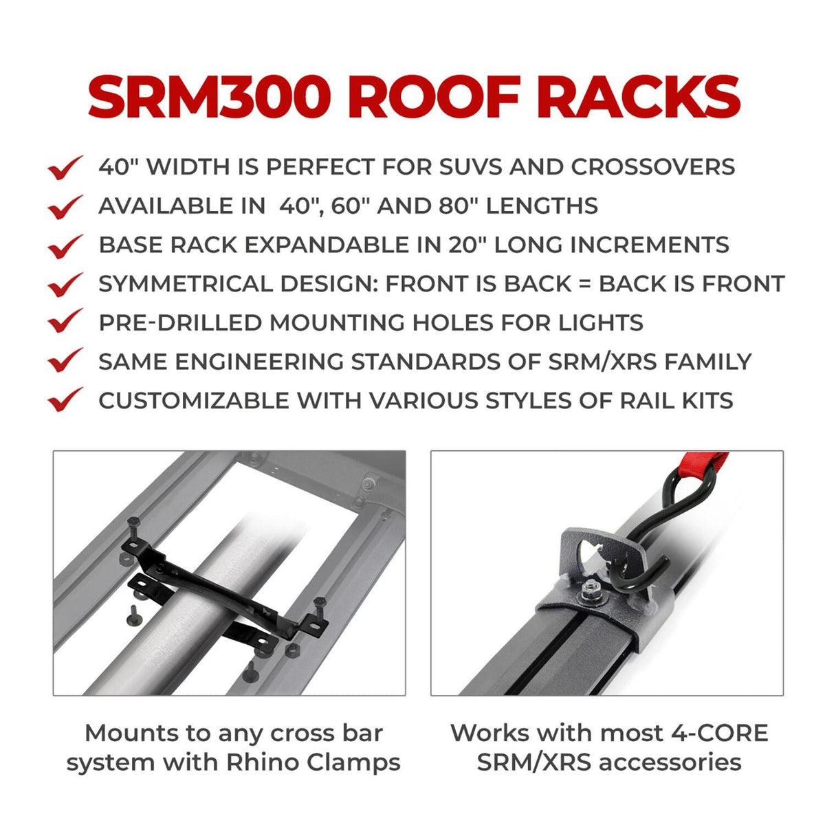 Go Rhino Srm300 Dual Rail Kit For 40" Long X 40" Wide Rack - Rails Only - 5933042T