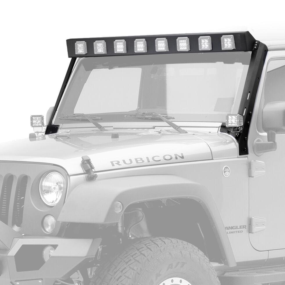 Go Rhino WLF Windshield Light Mount Frame (Wrangler JK - Eight 3” Cube Lights) - 738300T