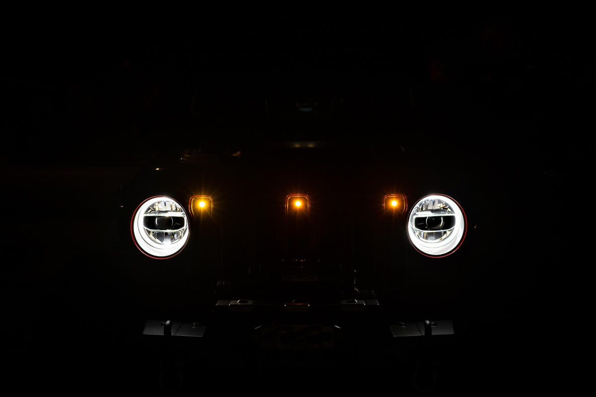 DV8 Offroad 18-22 Jeep Wrangler Jl Front Grille Amber Accent Lights - GRJL-02