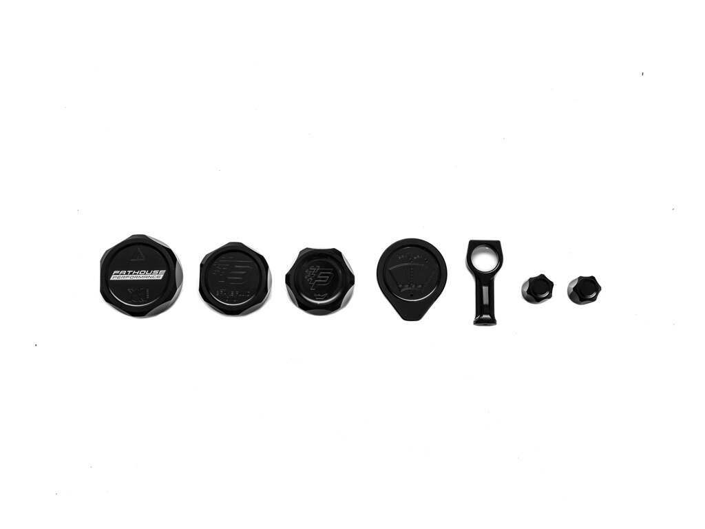 Fathouse Fabrications Billet Cap Kit - Black (2018-2026 Mustang GT) - FP-BCK-BLK-G3