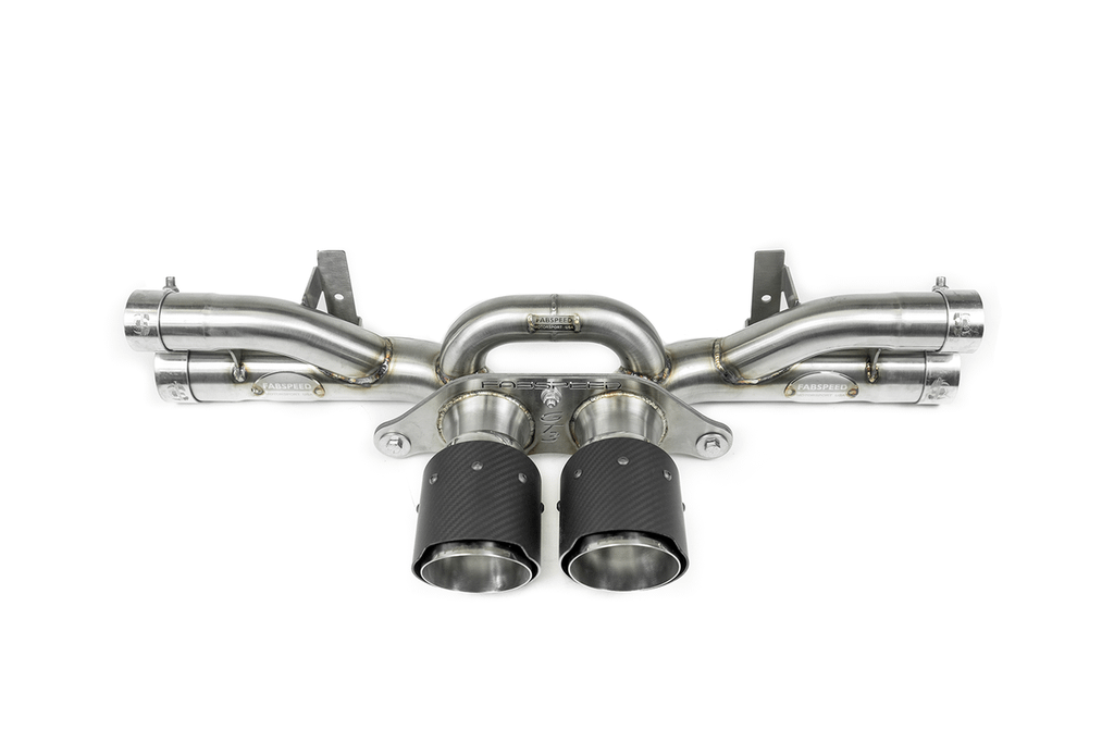 Fabspeed 2009-2011 Porsche 997.2 GT3 / GT3 RS Center Muffler Bypass Pipe with Carbon Fiber Tips. - FS.POR.9972GT3.CMBC