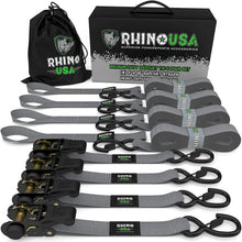 Rhino USA Rhino Usa Medium Duty Ratchet Strap Tie-Down 4-Pack (Gray) - RCHT-4PACK-GRY