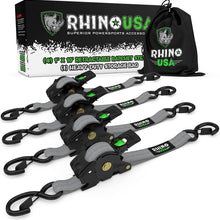 Rhino USA Rhino Usa Retractable Ratchet Straps (4Pk 1Inx10Ft) (Gray) - TD-RSRE1X10-GRY