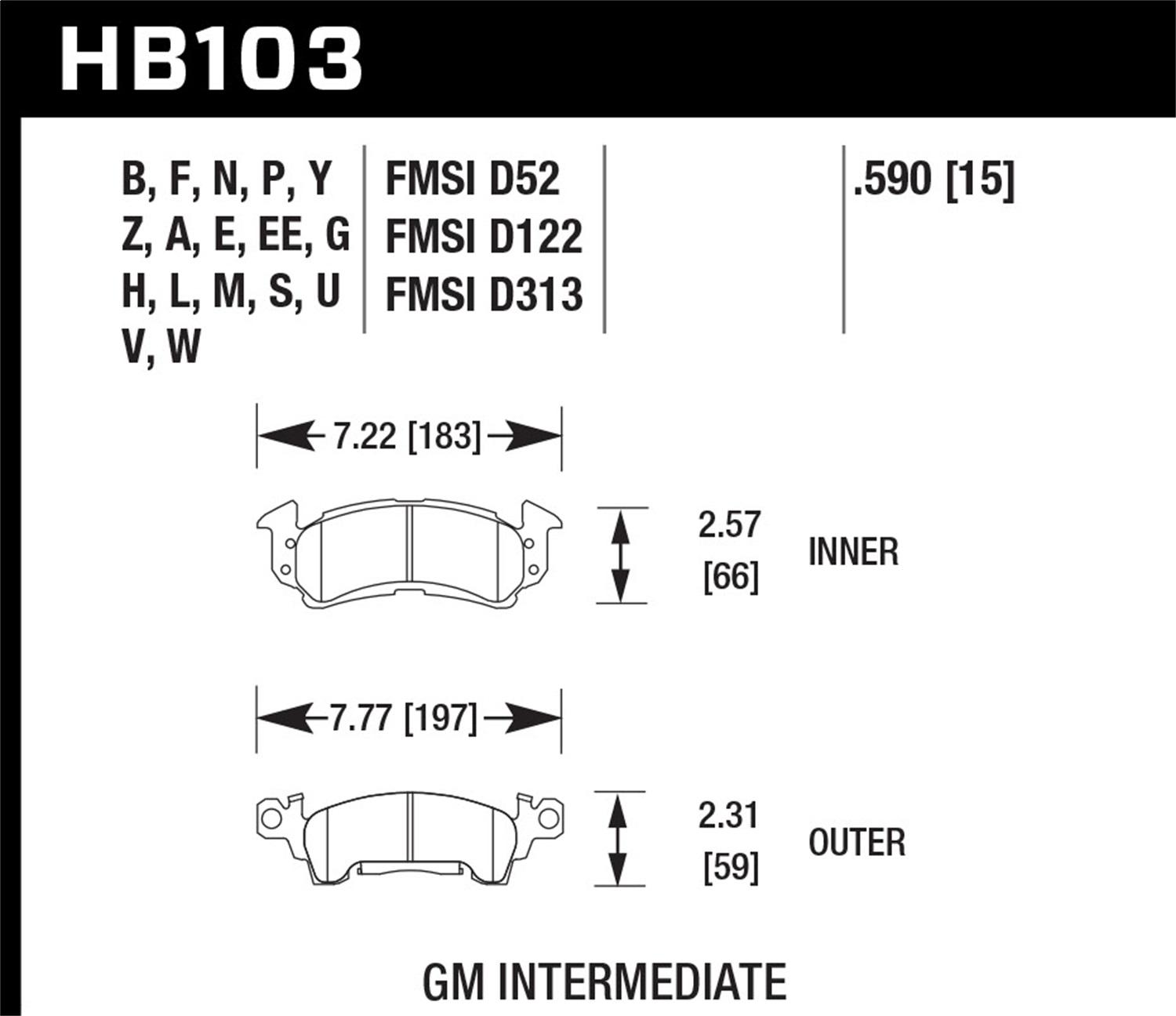 Hawk Street Brake Pads - HB103N.590