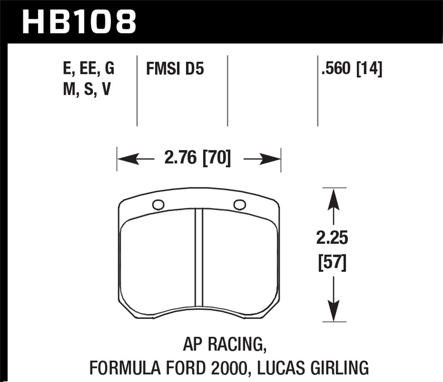 Hawk Motorsports Brake Pads - HB108M.560